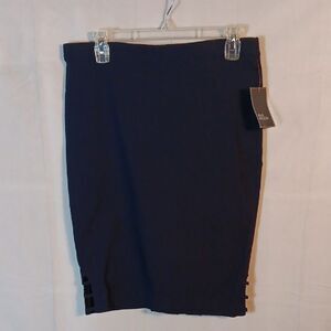 89th & Madison Elegant Navy Blue Pencil Skirt With Cutouts